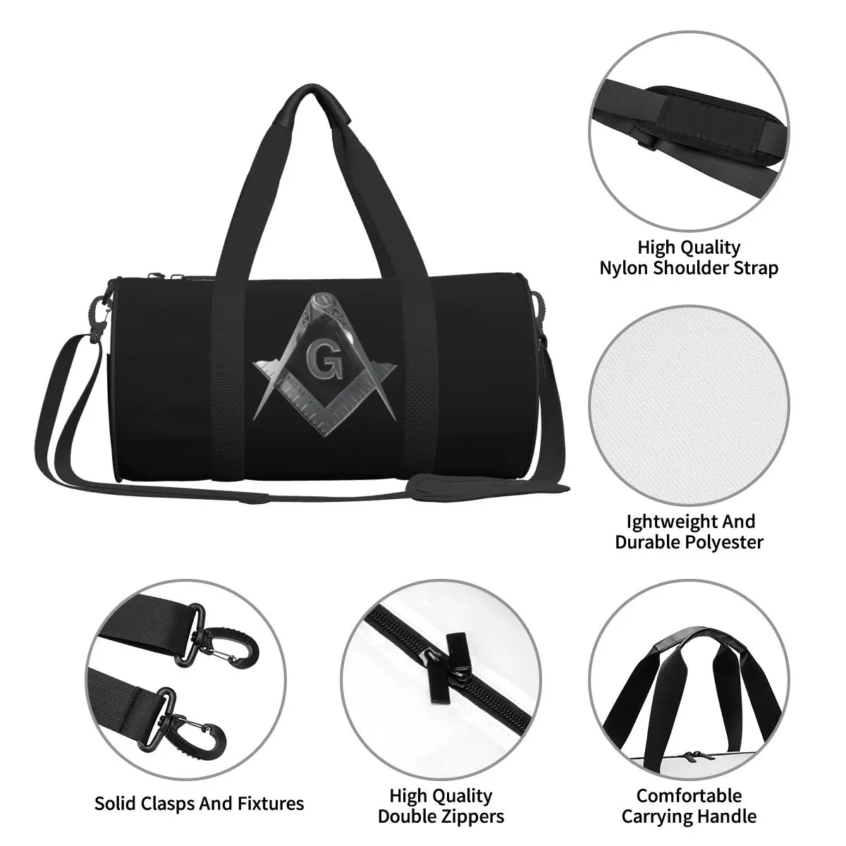 Freemason Sport Bags Compass Silver Fashion Gym Accessories Gym Bag Portable Men Women Handbag Training Retro Fitness Bag