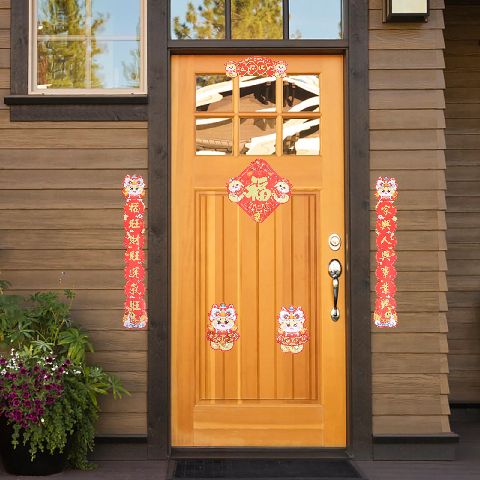 

2025 Year of The Snake Chinese New Year Door Stickers Spring Festival Couplets Home Decor Exquisite Design Festive Atmosphere