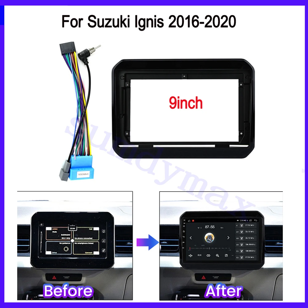 

2din 9inch Car Radio Frame Fascias for​ Suzuki IGNIS 2017 2018 Navigation Panel Android Screen Dask Kit Fascia Frame