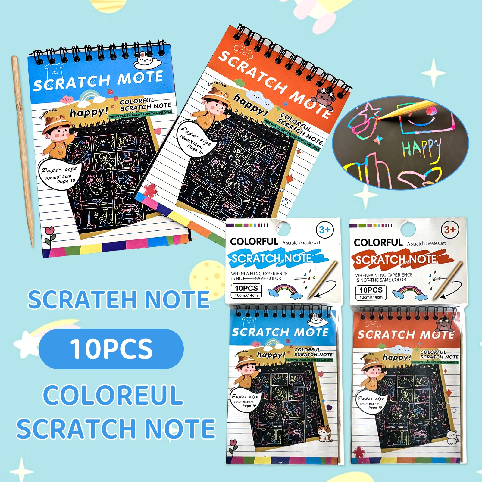 Children's Scratching Paper Black Drawing Paper Colorful Graffiti Diy Creation Educational Educational Toys Sand Painting Gifts