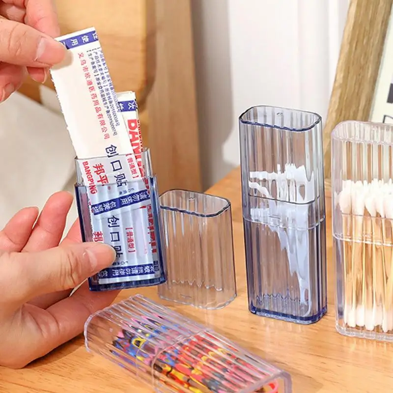 Cotton Swab Holder With Lid Clear Acrylic Storage Box Canister Portable Q Tip Holder Travel Case Cotton Swab Jar For Flossers