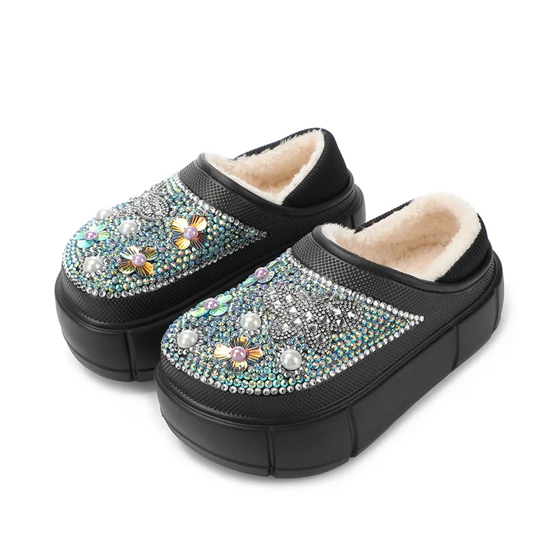 

New Women's Trend Bling Garden Shoes Cotton Shoes Flat Shoes EVA Plush Warm Two Wear Slippers Women's Sandals