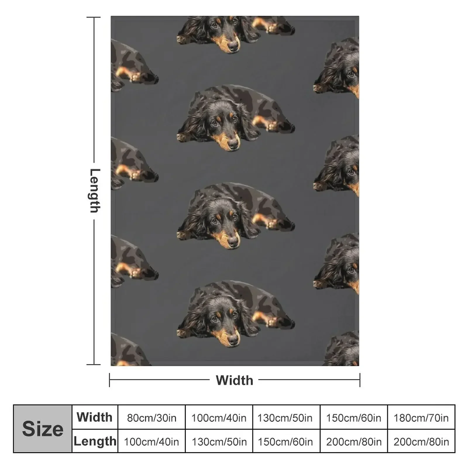 Mini Dachshund Long Haired Black and Tan Miniature Throw Blanket couch cozy soft plush fuzzy picnic outdoor blanket