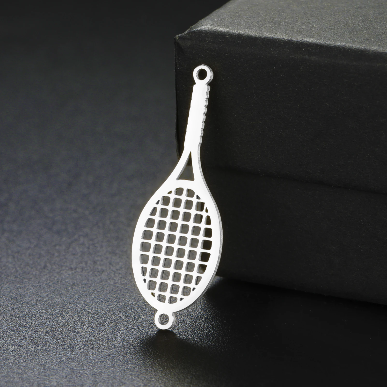 1pcs Tennis Racket Pendant Accessory For Jewelry Making Stainless Steel Sport Charms Diy Necklace Gift For Sports Lover Unisex