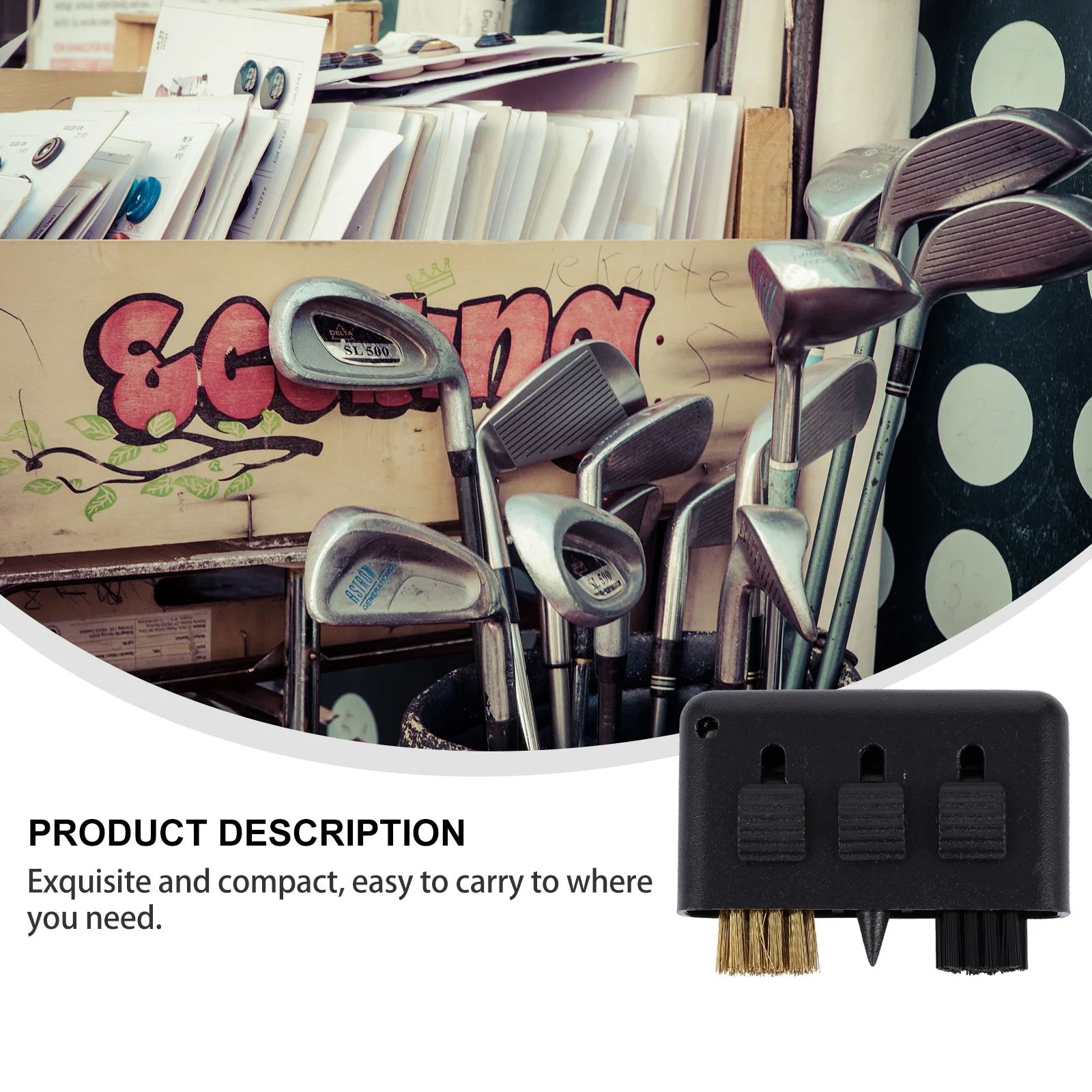 

4Pcs 3 in Club Cleaning Brush Set Heavy Duty Groove Scraper Tool for Ball and Club Head Maintenance Easy Carry Design