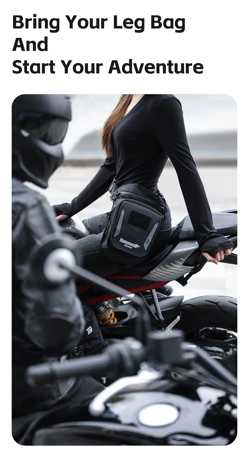 Rhinowalk Motorrad-Hüfttasche mit Drop-Bein, 2,4 l, mehrere Taschen, Motorrad-Tanktasche, nicht magnetische Riemeninstallation – Detail 19