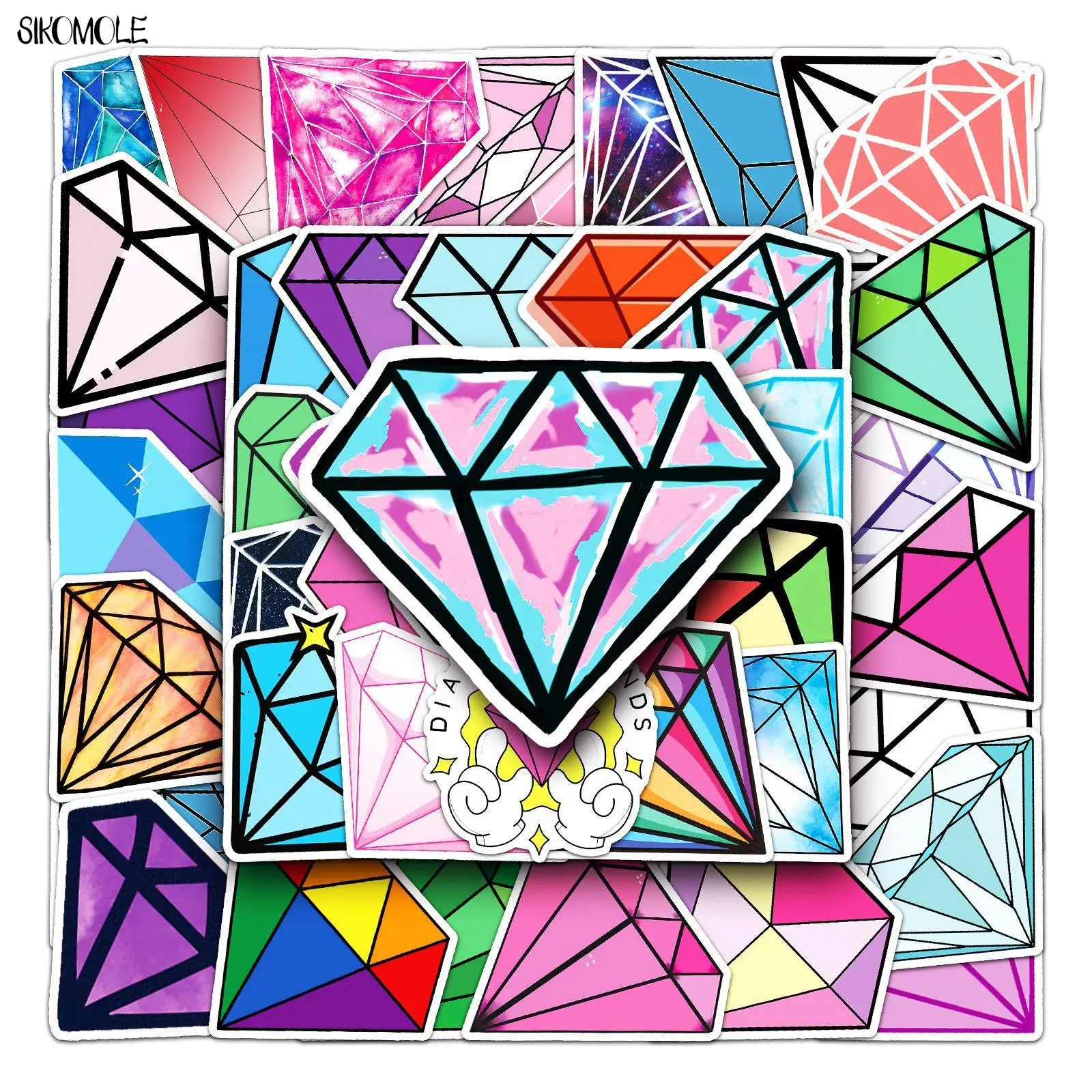 10/30/50PCS Cartoon Diamond Cool Stickers Colorful Aesthetic Car Skateboard Laptop Phone Graffiti Sticker Decal Kid DIY Toy F5