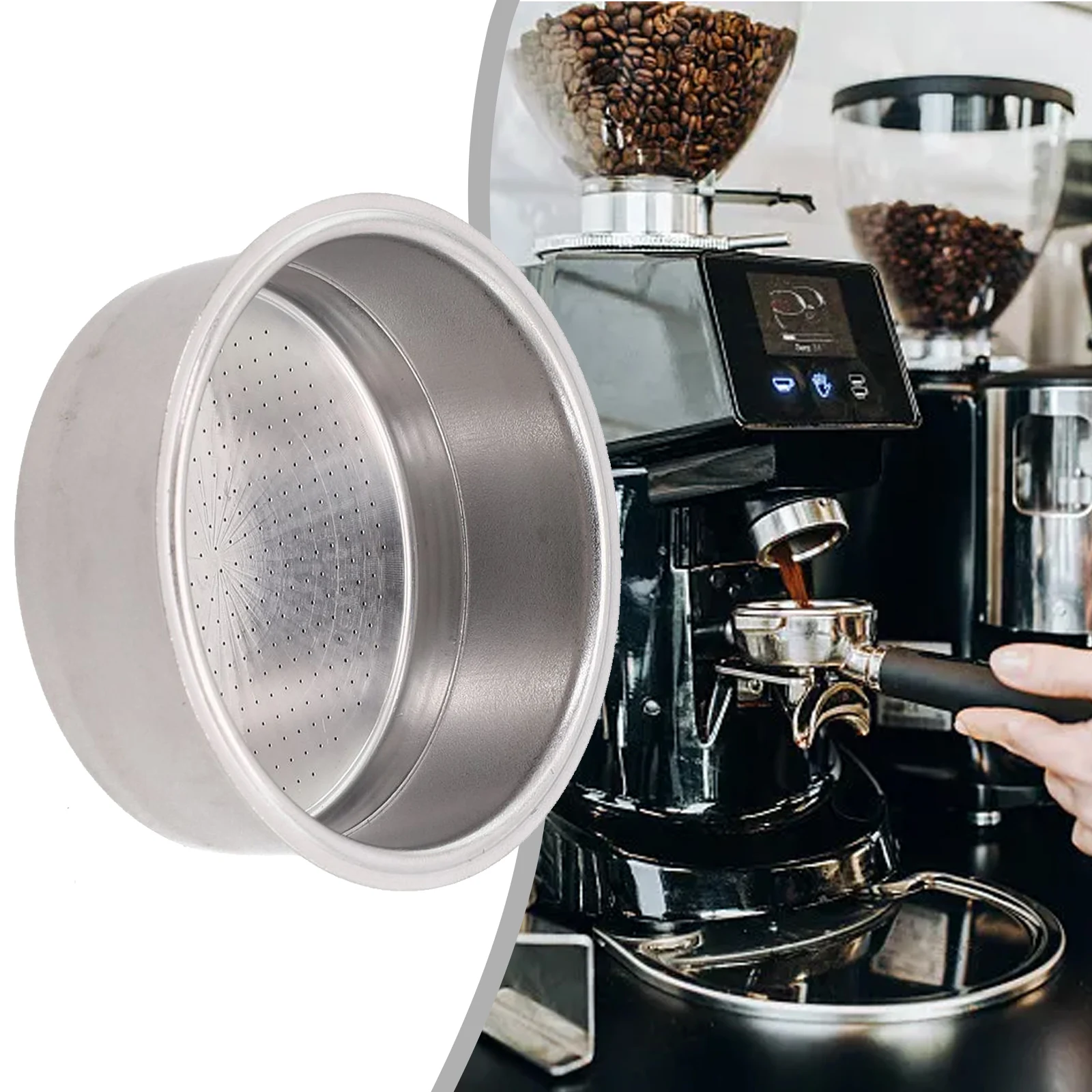 1pc 51mm Coffee Blind Filter Basket 2 Cup Stainless Steel Non Pressurized Filter Cup Sliver Kitchen Dining Bar Tools Parts