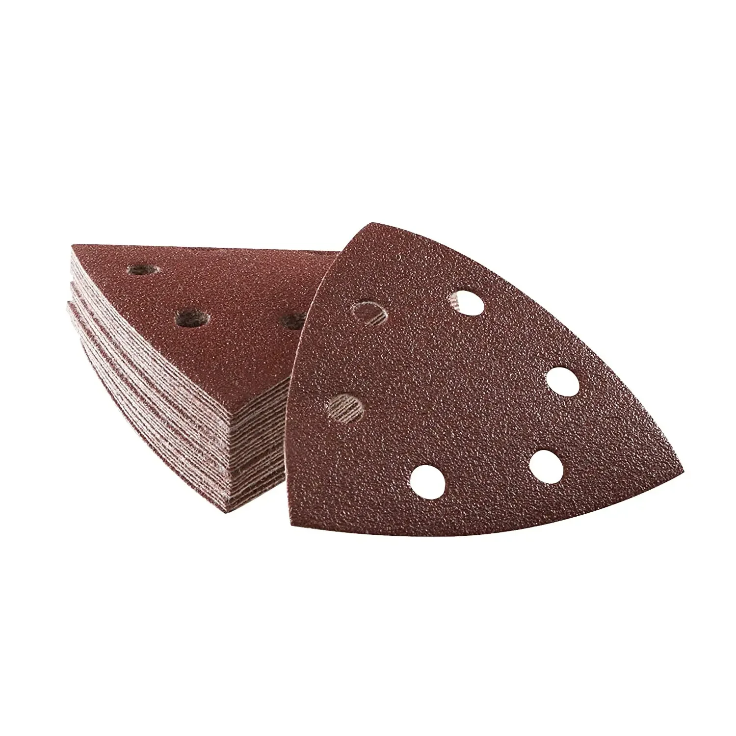 10 pezzi fogli triangolo carta vetrata rossa 90 * 90 * 90mm 6 fori levigatura gancio e anello 40 -240 grana disco abrasivo abrasivo per levigatura del legno
