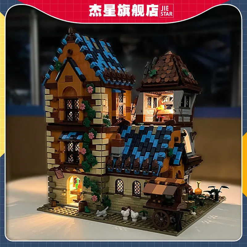 

JX89151 Medieval Tavern Building Blocks Set, Compatible with Small Bricks, Educational Puzzle Toy 2843pcs