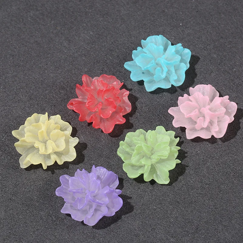 10Pcs Frosted Colorful Flower Flatback Resin Cabochon For Hair Bows Center DIY Craft Scrapbooking For Phone Case Decoration