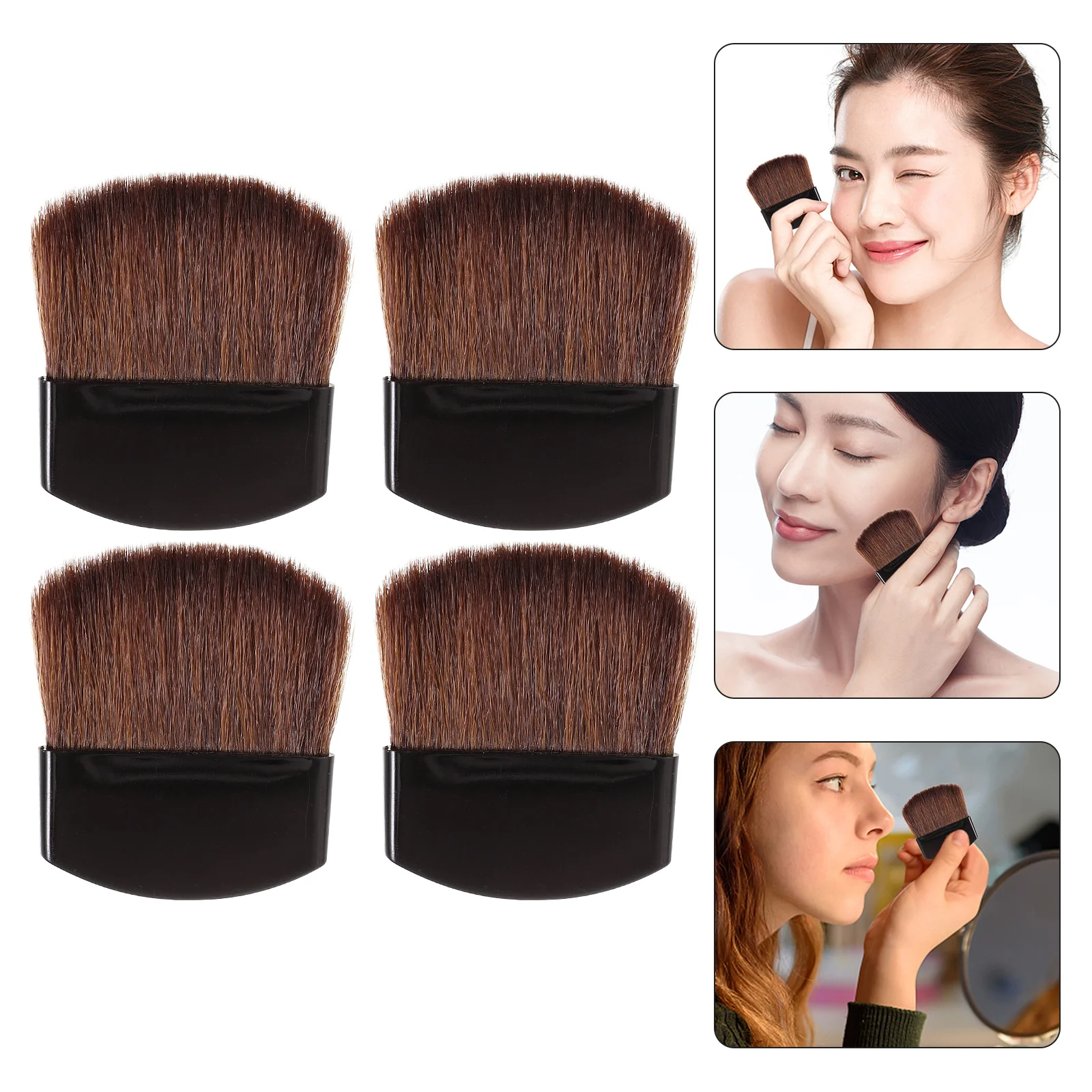 4 قطع من فرشاة المكياج ذات شعيرات ناعمة، أداة صغيرة لبودرة أحمر الخدود للنساء، فرشاة أحمر الخدود لمكياج الوجه #1