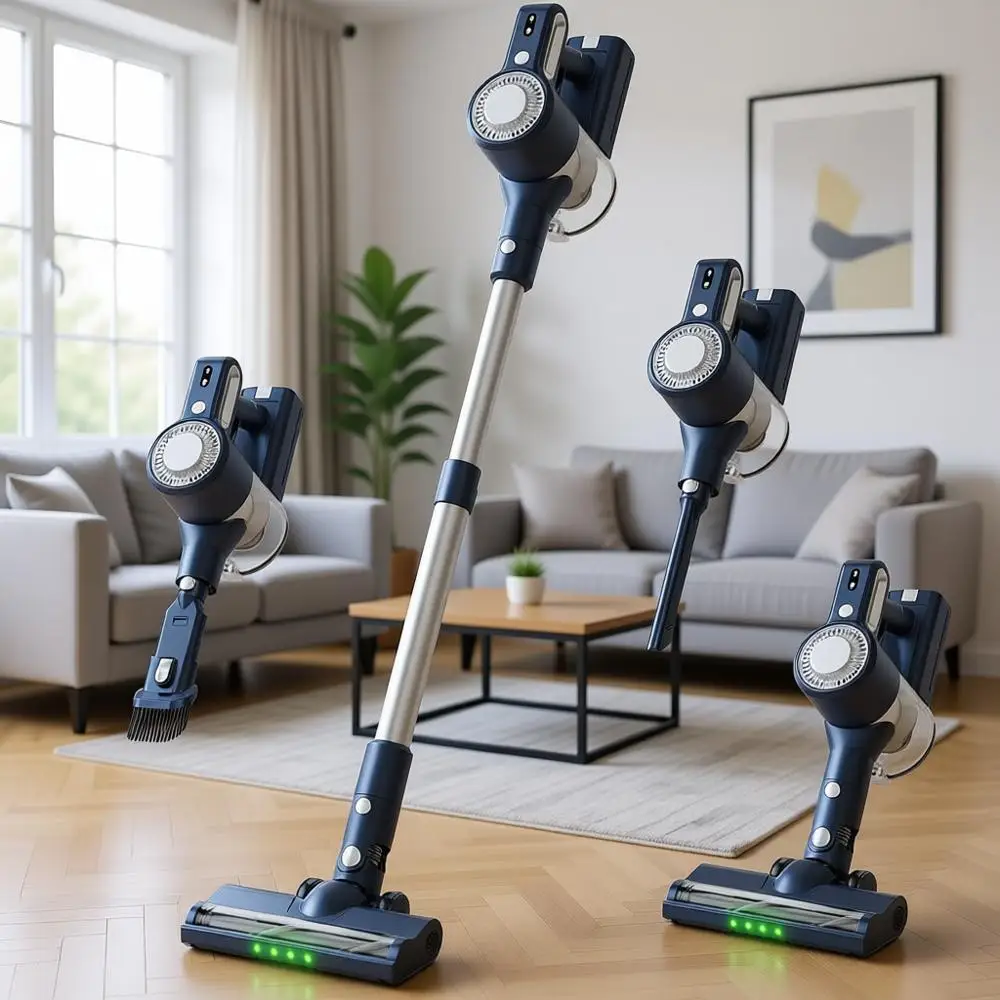 

Мощный пылесос с функцией всасывания, щетка для удаления шерсти животных, легкий, самонесущий, с зеленым светодиодным индикатором, пылесос-стик 6-в-1 для ковров