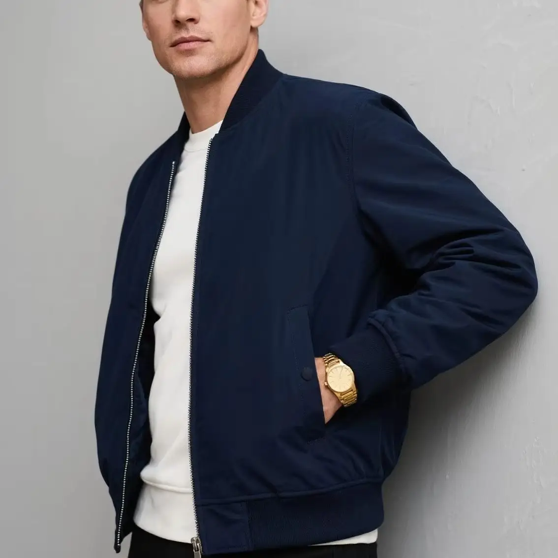 

Мужская модная куртка-бомбер, повседневная ветровка, облегающее пальто в стиле милитари, весна-осень 2025, новая популярная верхняя одежда с воротником-стойкой