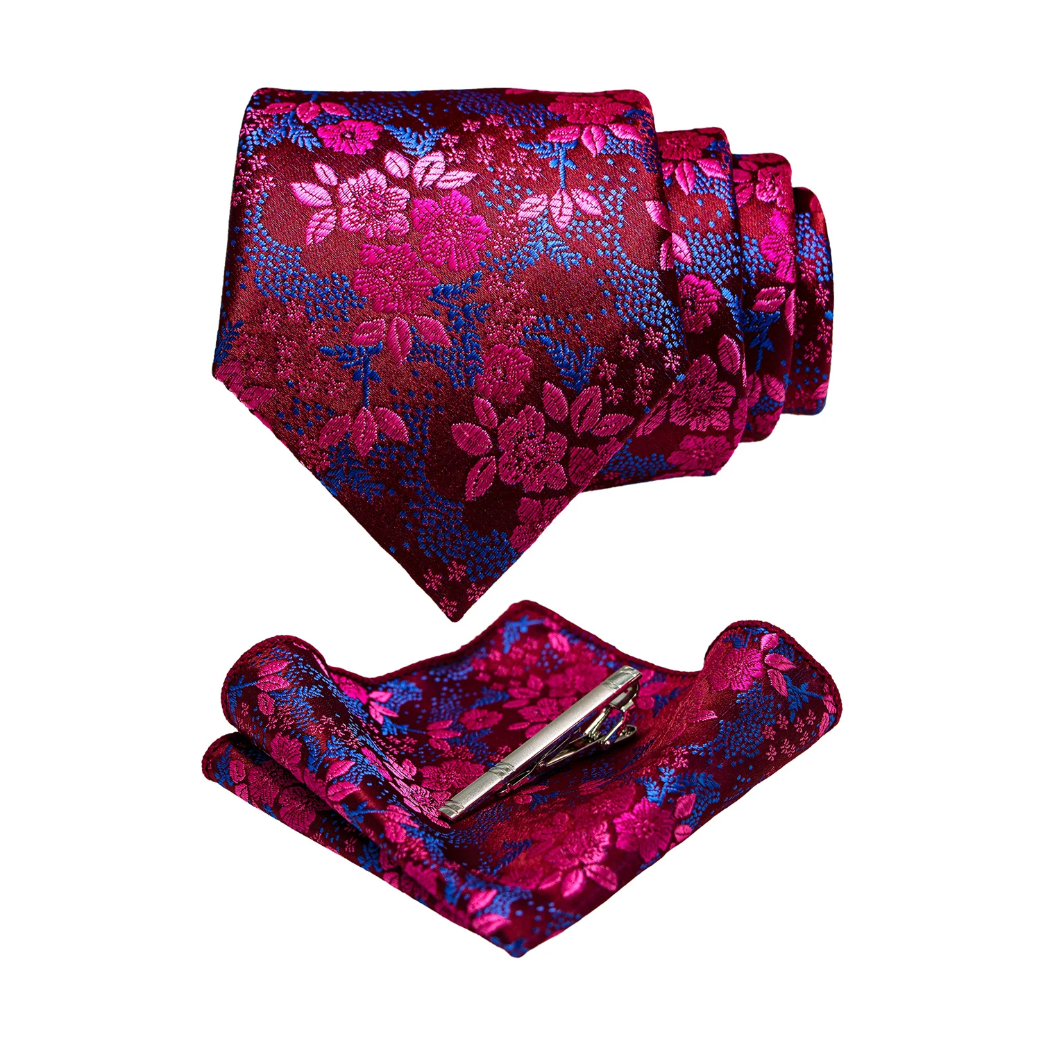 JEMYGINS Floral Seide Männer Krawatte Einstecktuch Krawatte Clip Sets Hochzeit Party Krawatte Männer Zubehör Hohe Qualität Gravata – Detail 25