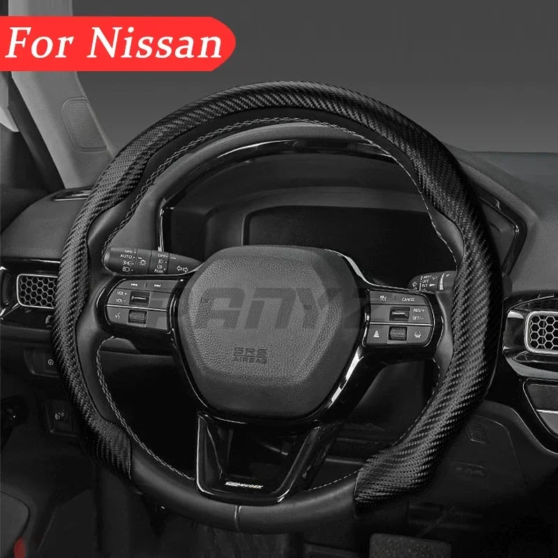 For Nissan Universal Steering Wheel Cover Sylphy Bluebird Geniss Patrol Teana Qashqai Tiida Quest Fuga 350Z Interior Accessories