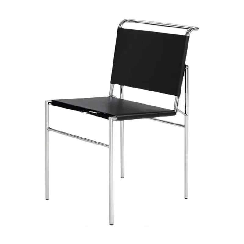 كرسي طعام إيطالي مصنوع من الفولاذ المقاوم للصدأ مصنوع من الجلد، كرسي Rockburn Light الفاخر البسيط الألماني الكلاسيكي.