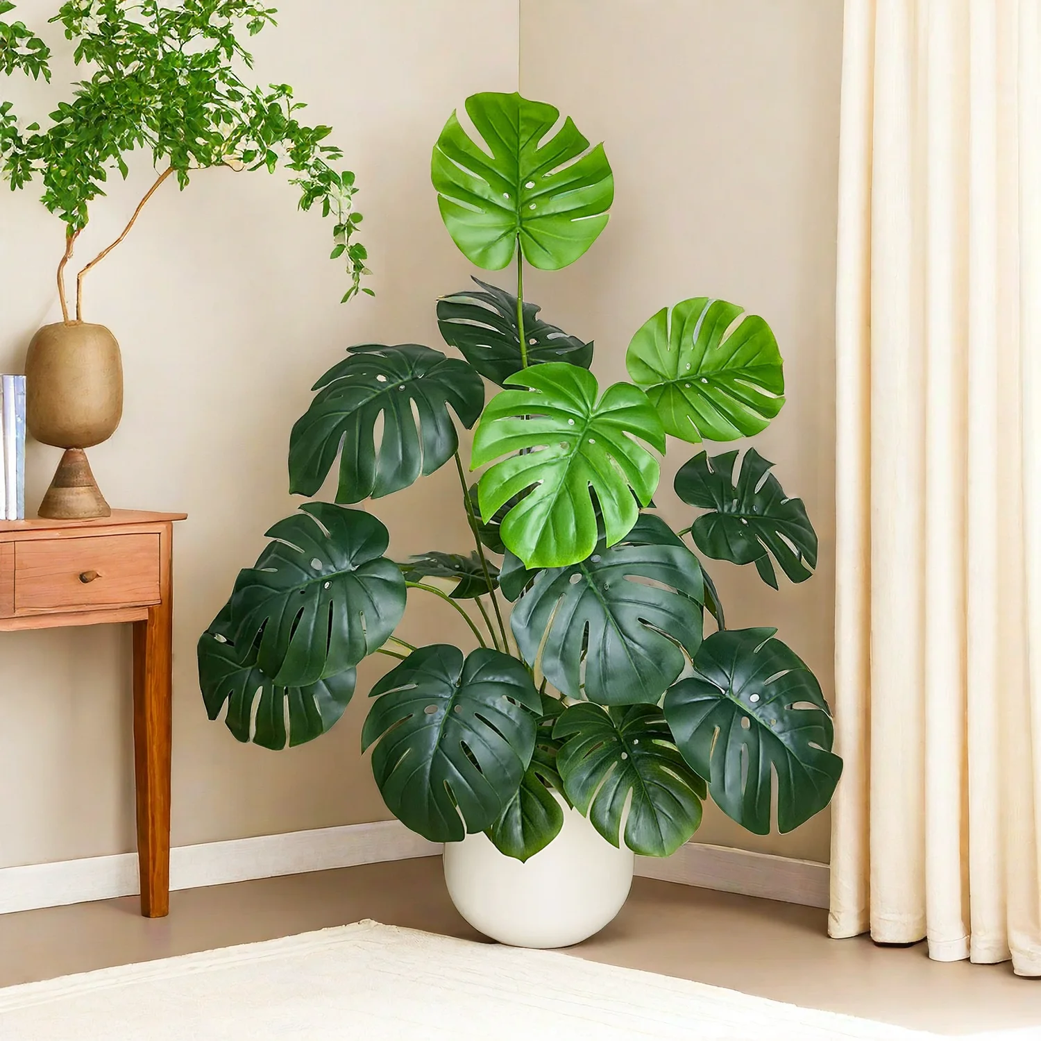 65/100cm Monstera Plant Plastic Leaf faux plant branch realistic Ornamental indoor Artificial Plant for Home Office Decor