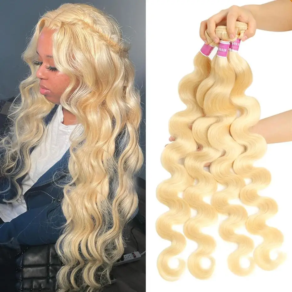 613 Honey Blonde Body Wave Hair Extension Brazilian Hair Weave Bundles Human Hair 1/3/4 Bundle Deal Remy Hair Bundles 8-40 Inch