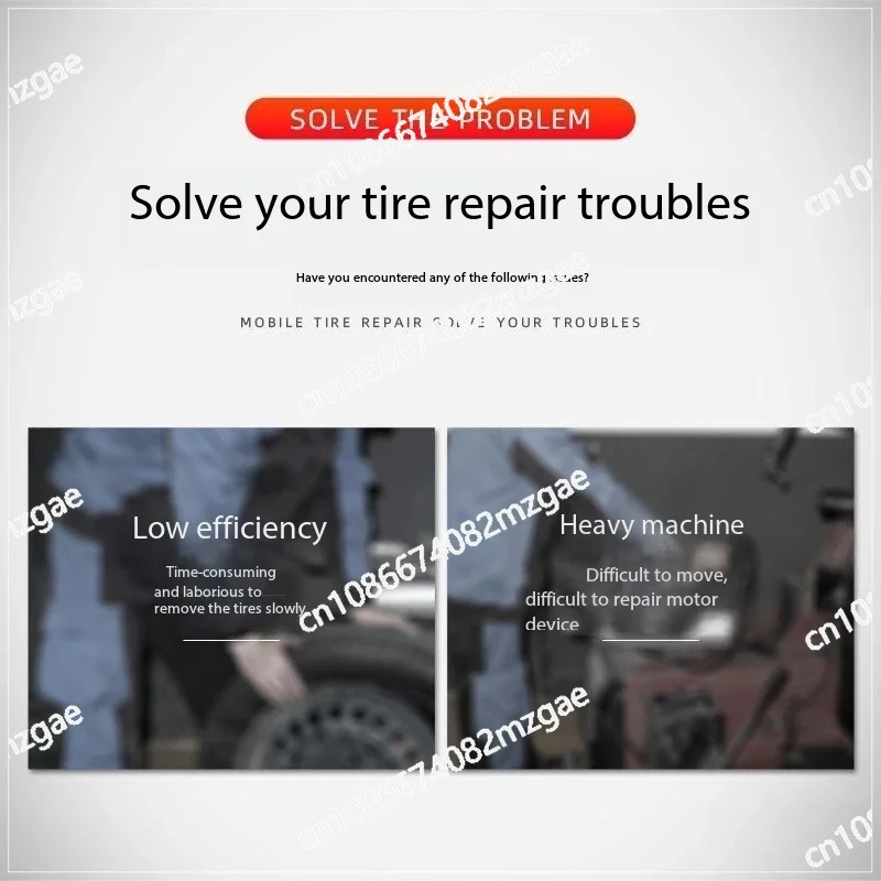 Electric Mobile Tire Repair Tool with Pneumatic Tire Changer for Truck Van Tubeless Tire Demounting and Mounting