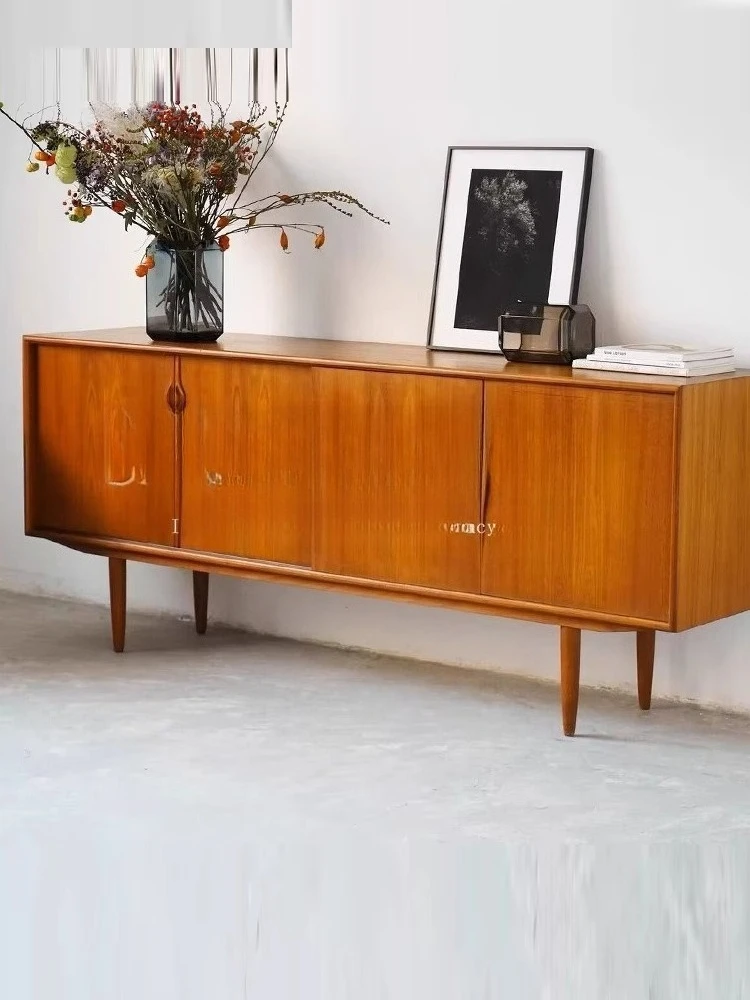 

Скандинавский ретро-массив дерева, бирманский тиковый средневековый шкаф для телевизора у стены, боковой шкаф, многофункциональный шкафчик, датская сторона