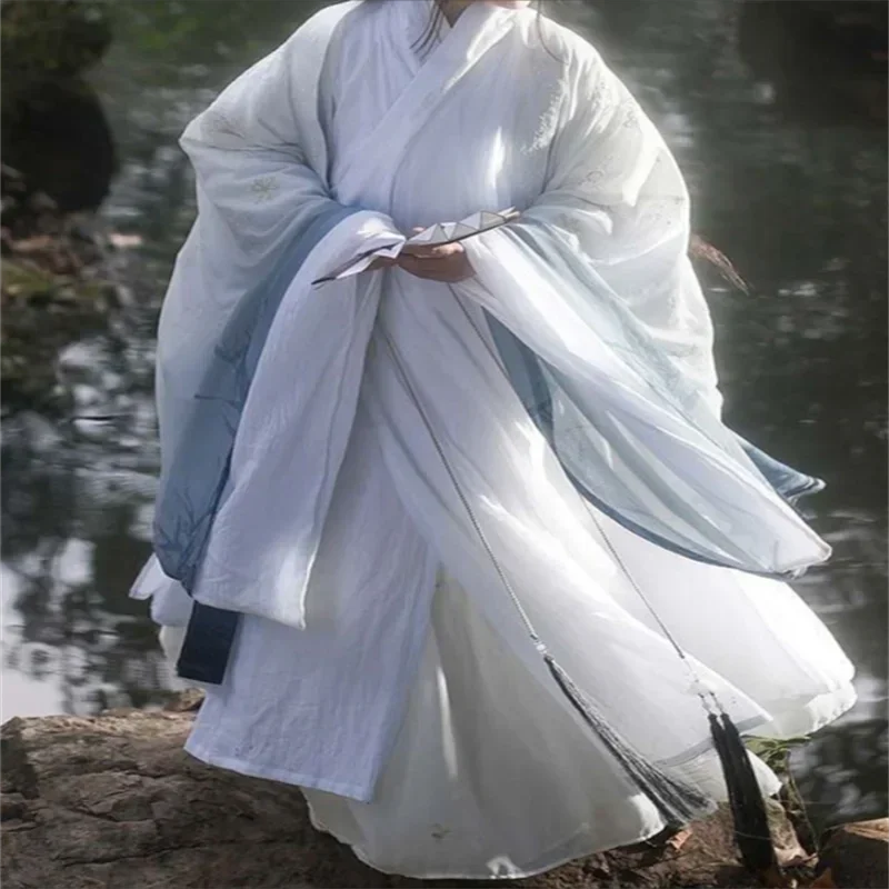 Robe For Men Traditional Unisex Male Female Cosplay Cape Cloak Grey Hanfu Chinese Style Halloween Carnival Role Playing Costume