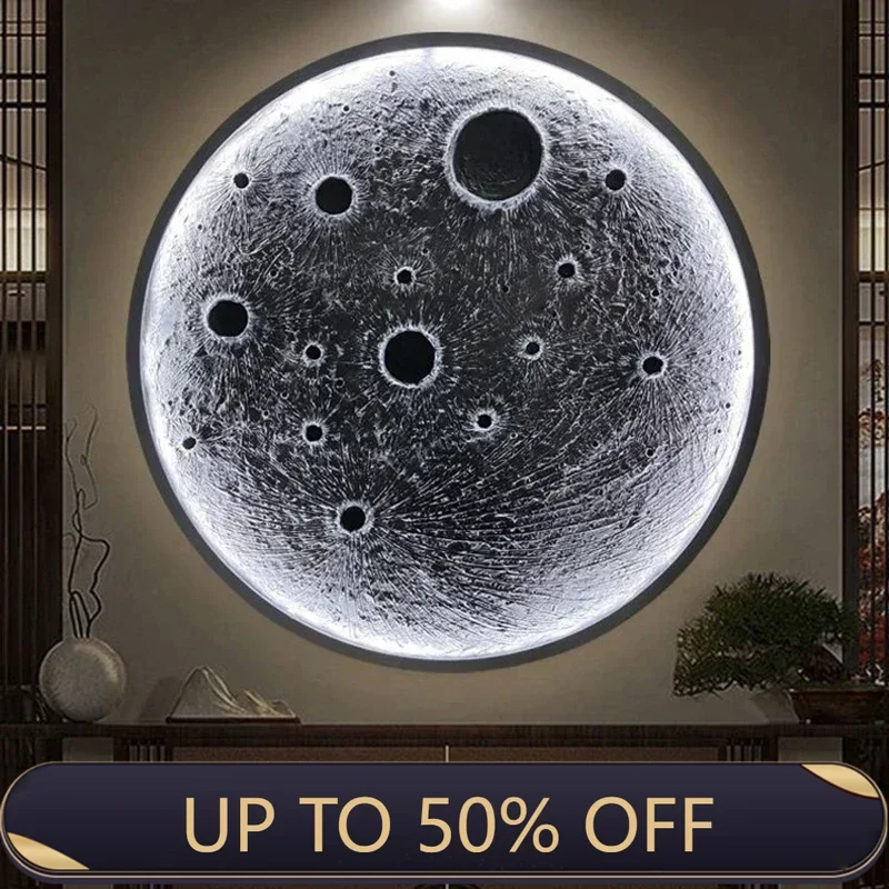 Modern LED Creative Wall Lights 3D Relief Moon Wall Lamp Mural Designer Art Entrance Hanging Decorative Lamp Wall Decor