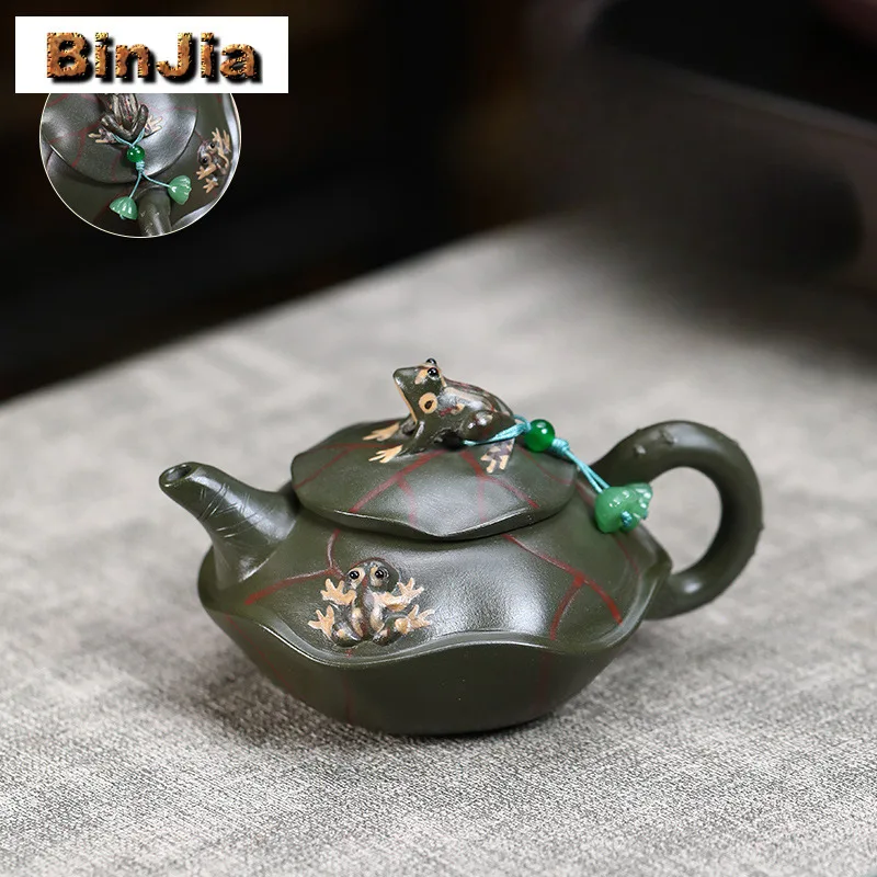 

190 мл Исин Фиолетовая Глина Чайники Мастер Ручная Прозрачная Жаба Насемена Лотоса Горшок Сырой Руд Зеленая Грязь Чай Заварщик Чайник Чайный Набор Zisha