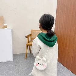 Cartoon Children Coin Purse Soft Plush Bear Rabbit Cute Animal Zipper Kid Shoulder Bag Girl Messenger Bag Mini Handbag Purse