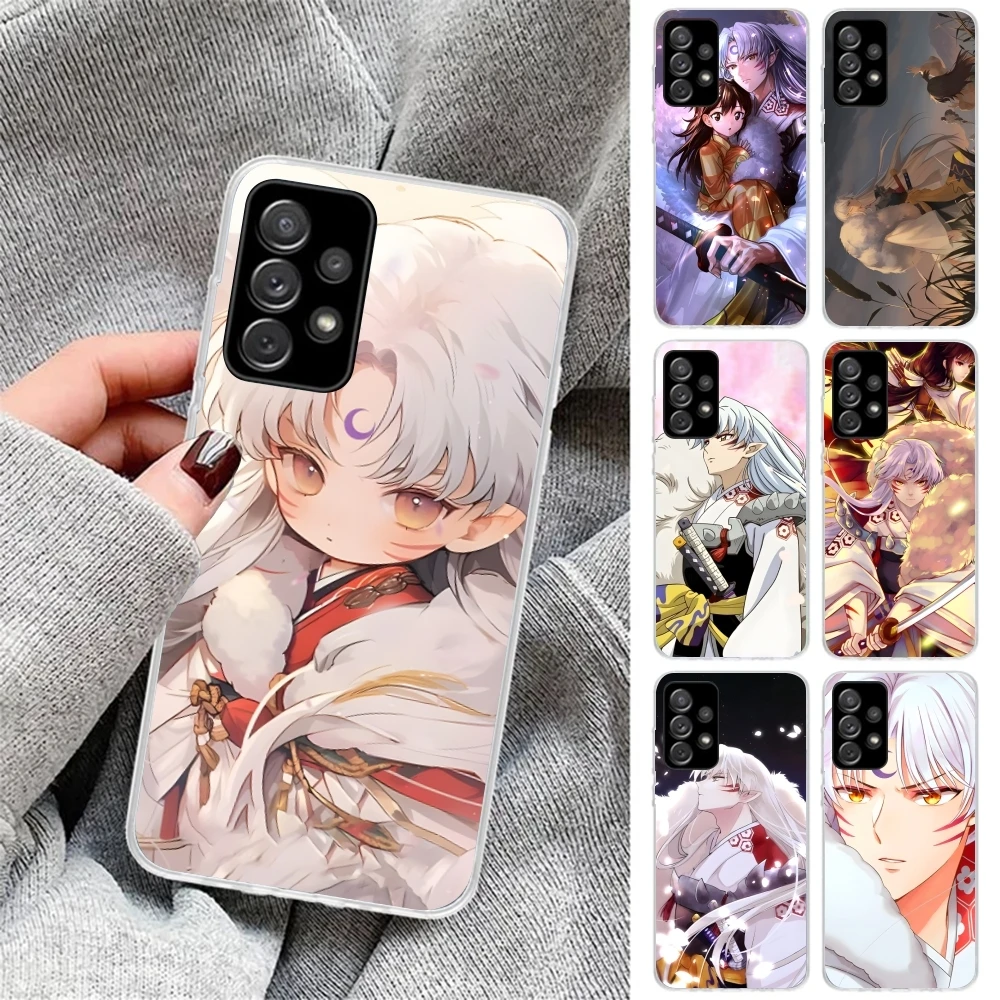 Sesshoumaru Anime Mobile Cell Phone Case for Samsung Galaxy S23 S22 S21 Plus Ultra A12 A32 A53 Clear Phone Cover Shell