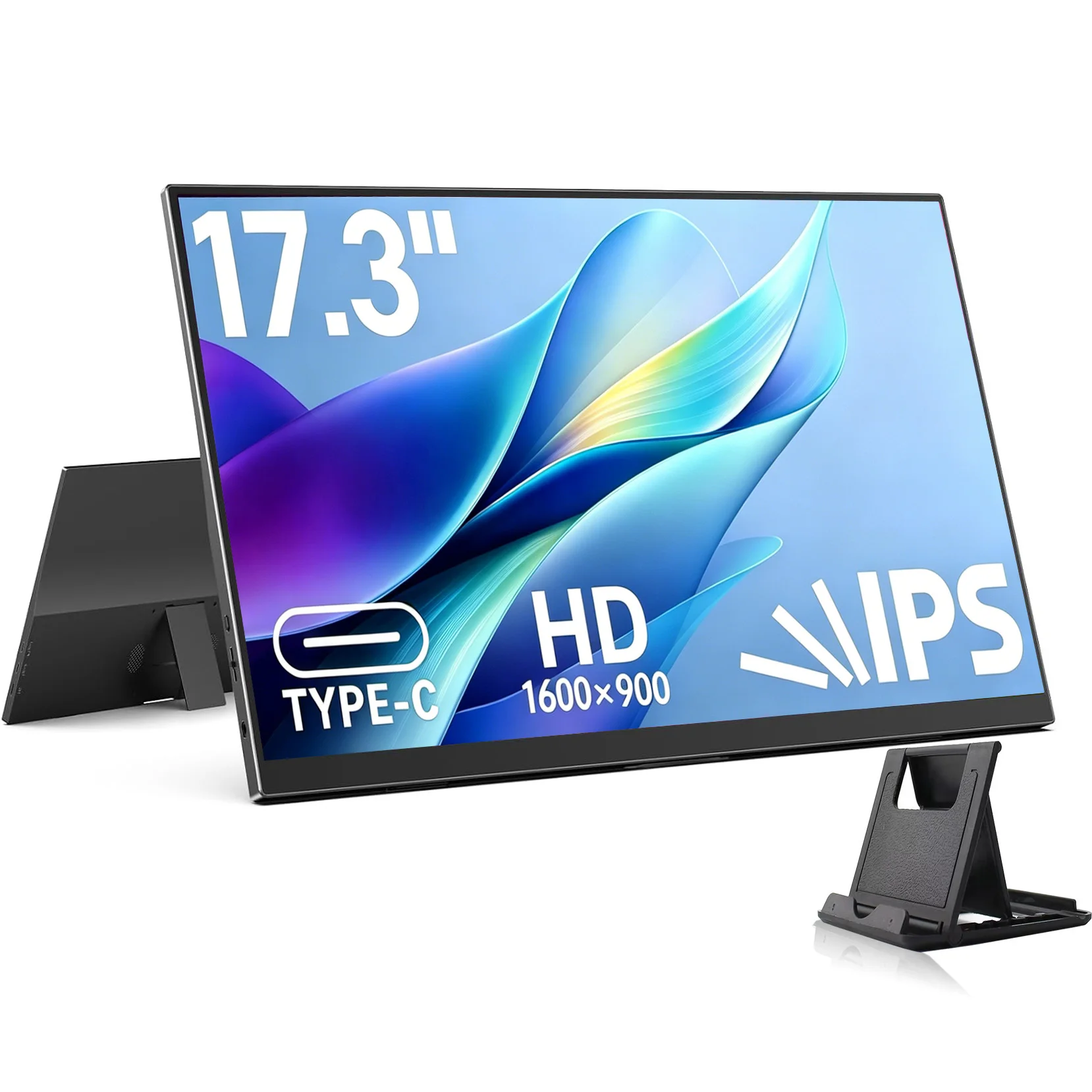 17.3 Inch Portable Monitors 1600*900P HD 72%sRGB IPS 16:9 With Type-C Mini HDMI For Laptop Phone TV XBox Dack PS4/5 Mac Switch