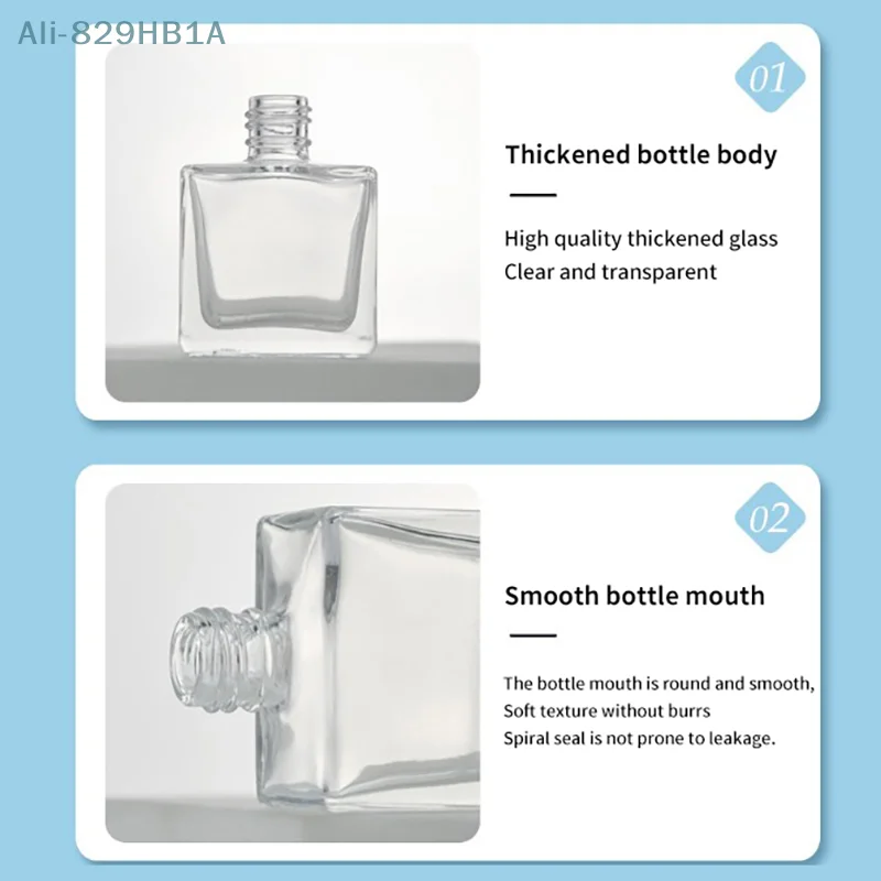 13/15ml Transparent Glass Nail Polish Bottle Empty With Lid Brush Cosmetic Containers Nail Glass Bottles With Brush