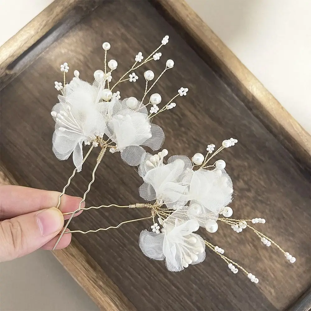Винтажные U-образные заколки для волос, сетчатый цветок, винтажный головной убор, аксессуары для волос для женщин