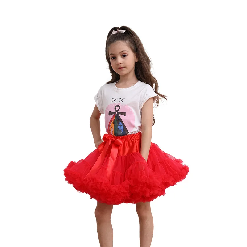 Kids Girls Lolita Cosplay Petticoats 2023 A-Line Puffy Tutu Skirt Layered Tulle Ballet Dance Pettiskirts Big Bowknot Underskirt