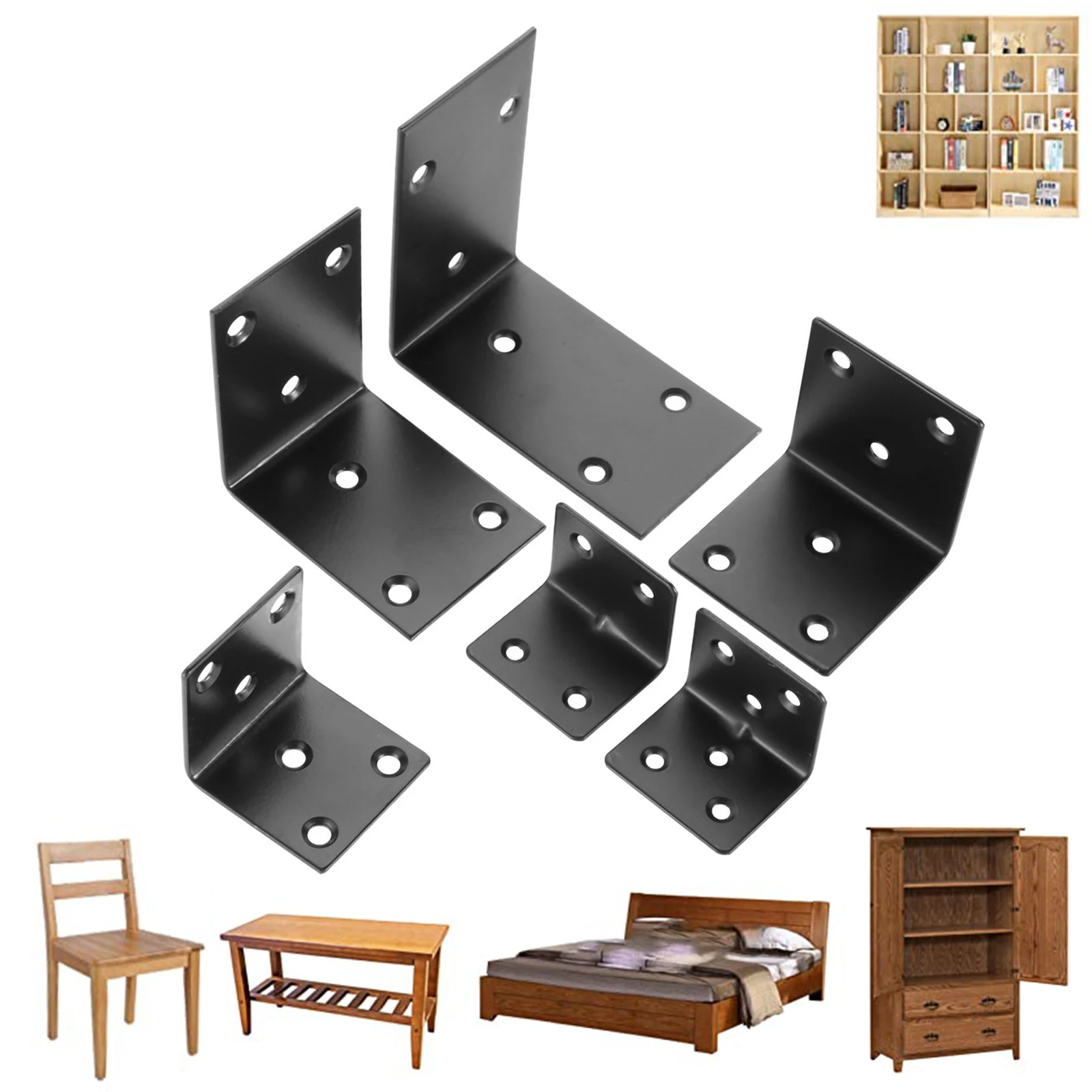 10pcs/set Stainless Steel Corner Bracket L-shaped Heavy Duty Shelf Support Right Angle Holder Stand Wall Mount Board w/screw