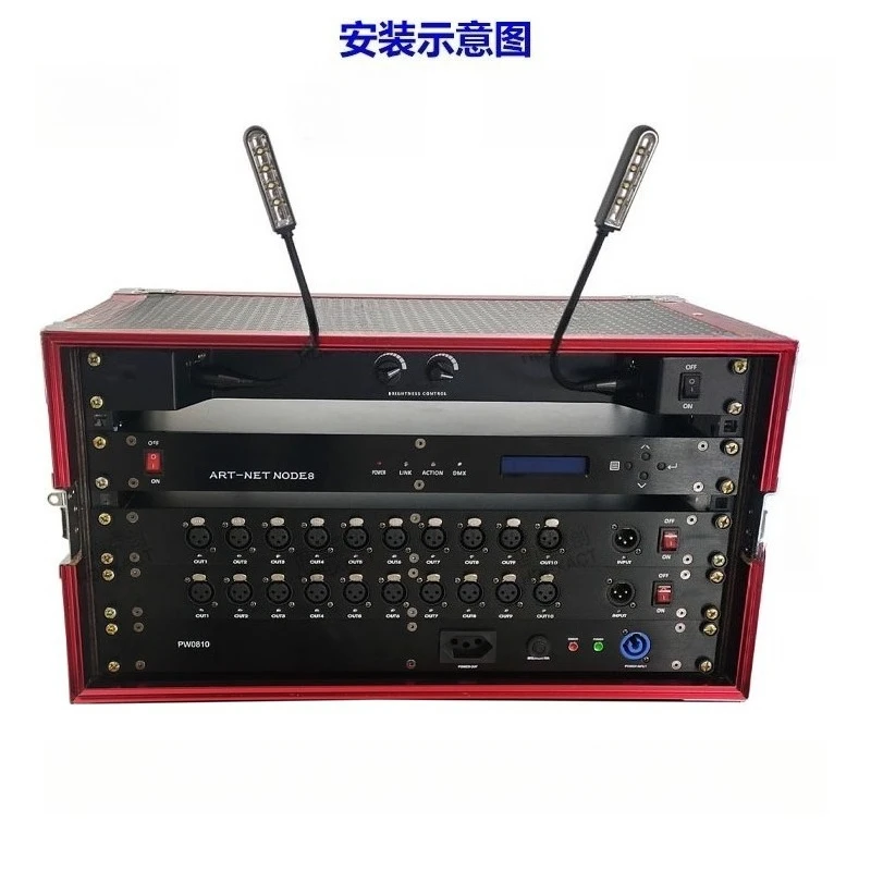 1U 19‑Inch Rack Mount Adjustable Light for Cabinet Stage Audio Power Amplifier Equipment Lighting