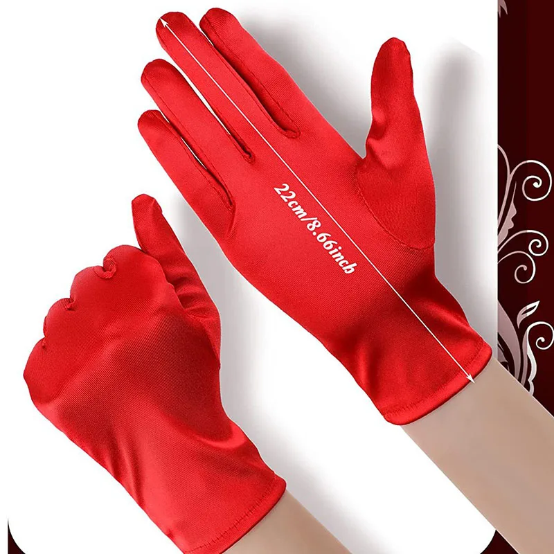 Women’s Short Satin Gloves Wrist-Length Dress Gloves for Evening Party Wedding Cocktail Formal Events Performances image 6