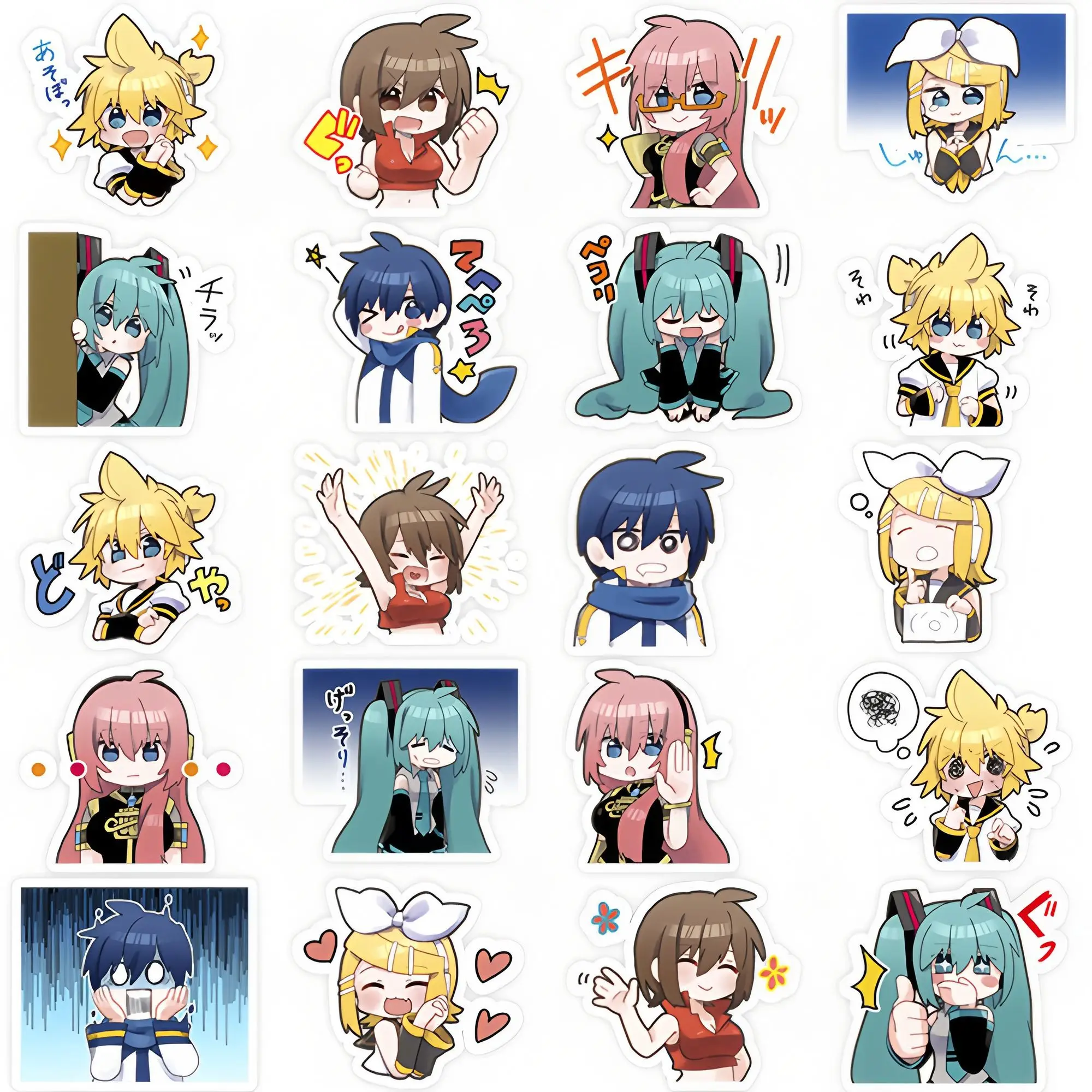 40Pcs New Anime Hatsune Miku Rin Len KAITO Luka kawaii Figure Waterproof sticker model toys DIY Hand account stickers Gifts