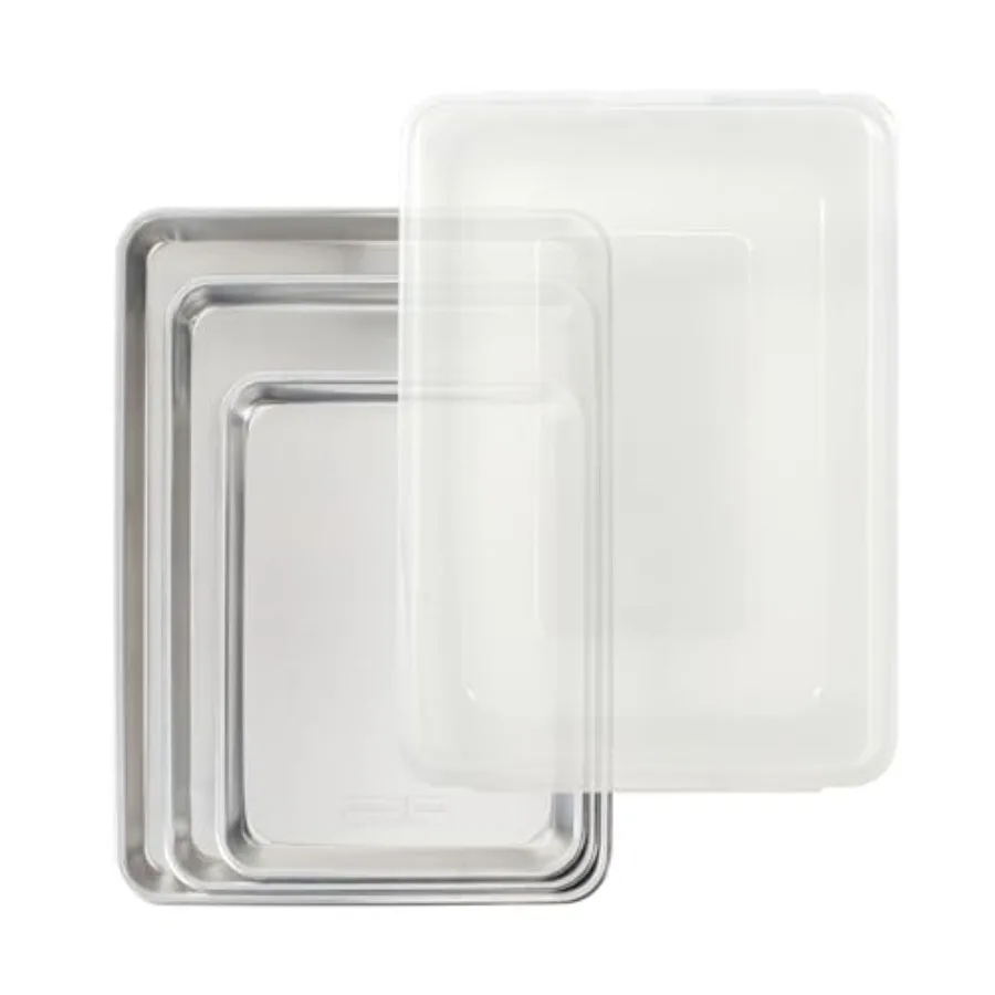 

Naturals 4 Piece Set - USA Made Aluminum Commercial Quality Pans for Baking or Roasting Encapsulated Galvanized Steel Rim Preve