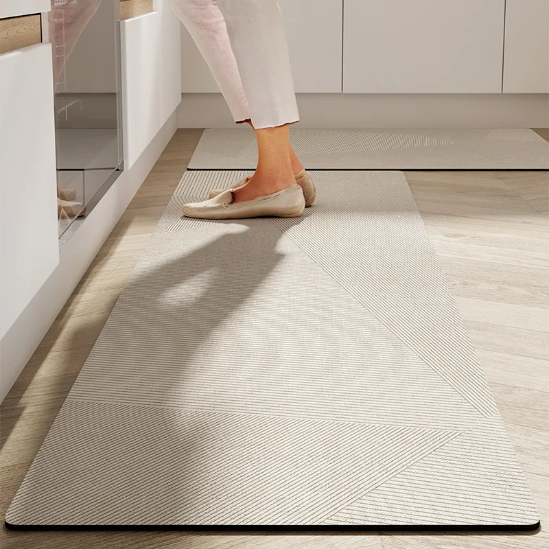 VIMAMA Quick Dry Diatomite Entry Rug - Non-Slip Kitchen Floor Mat, Absorbent Oil-Resistant Bath Mat, Lightweight & Easy to Clean