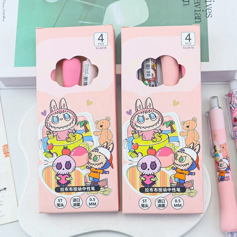 4-8 قطعة الكرتون لينة قبضة السمين القلم الإسفنج عدم الانزلاق غمد سريعة الجافة دفع أسود قلم محايد اللون طالب القرطاسية