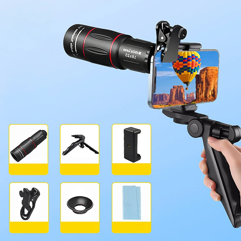 18/28/36X Mobile Phone Camera Lens Clip-On Zoom Monocular Telescope Phone Camera Telephoto Lens for Camping Hunting Sports