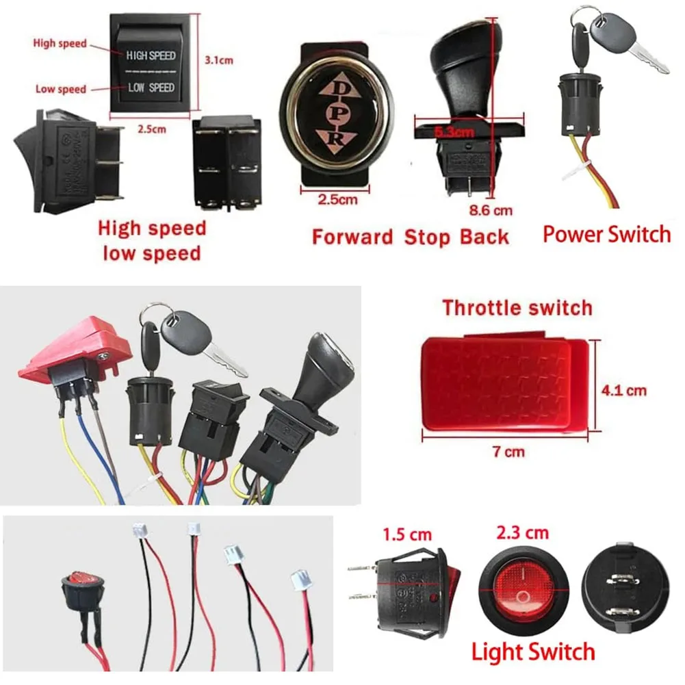 6V 12V 24V DIY Wire Harness Electric Conversion Kit Electric DIY Wires Control Switch Toys Car Vehicle Switch