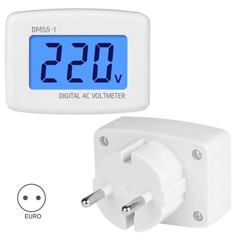 Imagem -04 - Medidor de Tensão Digital com Display Lcd Painel de Parede Voltímetro Tomada ue e Eua Plug 110v 220v Dm551