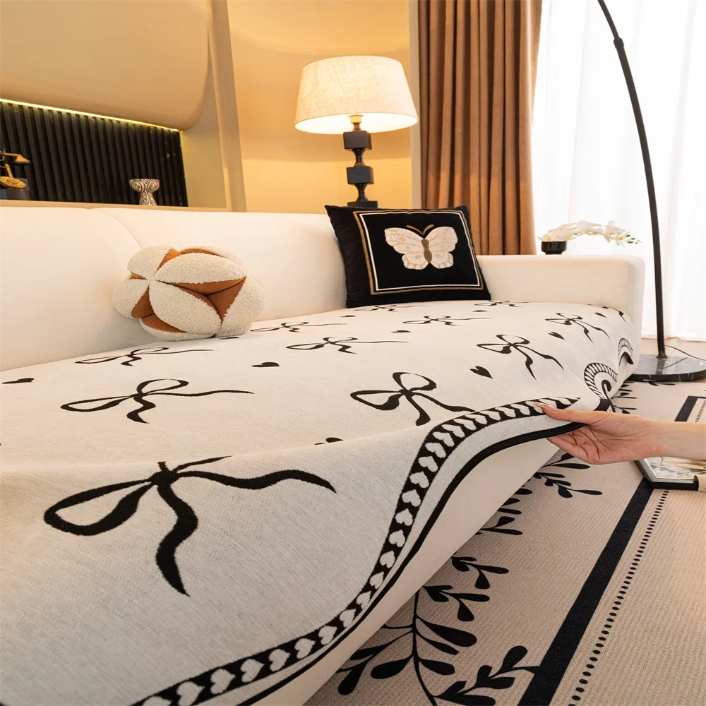 وسادة أريكة جلدية أربعة مواسم عالمية 2025 جديد قطعة واحدة مستقيم عدم الانزلاق وسادة غطاء أريكة منشفة من القماش #3