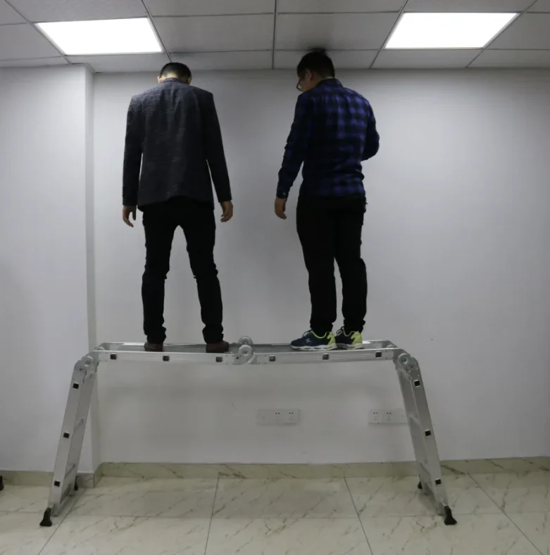 Aluminum drywall stool ladder, car wash non-slip feet - heavy duty 4.7m folding work platform, load capacity 150kg