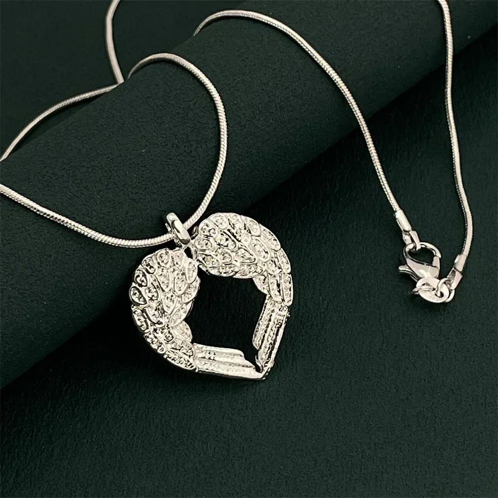 2024 New Design 925 Sterling Silver Snake Chain Heart-Shaped Pendant Necklace For Men And Women Wedding Engagement Party Gifts image 4