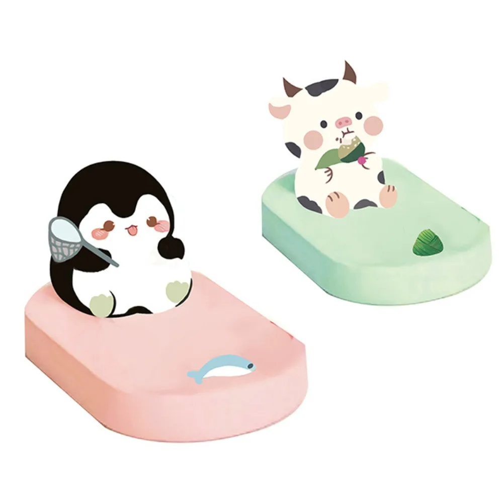 Penguin Desktop Phone Holder Cow Figure Model Mobile Phone Stand Decor Cartoon Animal Cell Phone Bracket Small Gifts