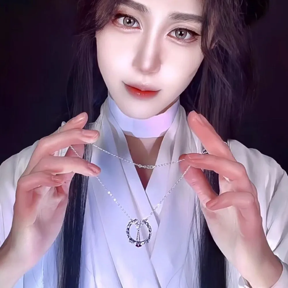 Anime Tian Guan Ci Fu Cosplay Necklace Heaven Official's Blessing Hua Cheng Xie Lian Bone Pendant Choker Accessories Jewelry