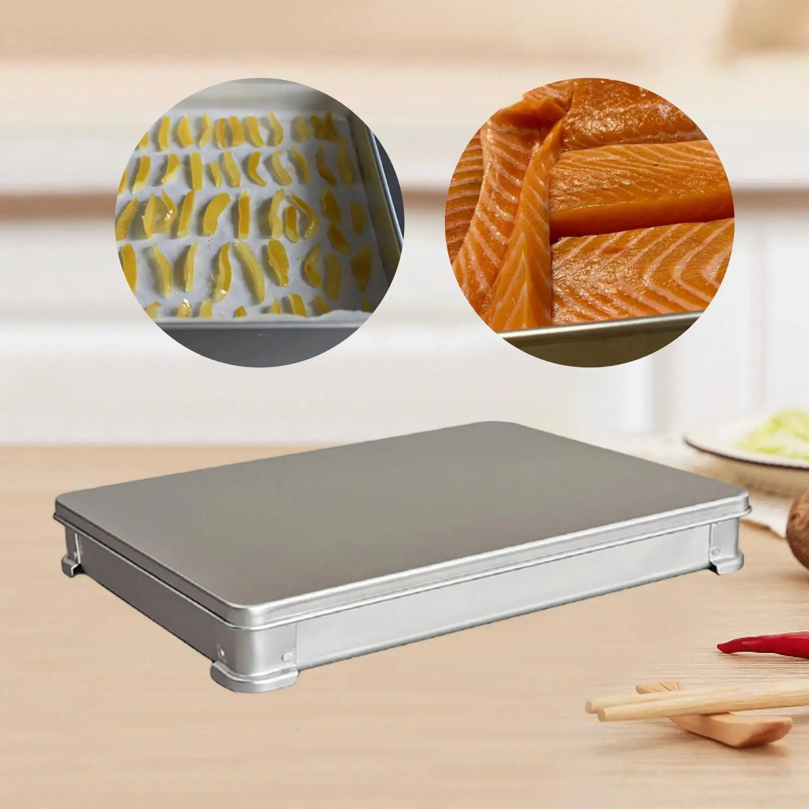 

Premium Aluminum Space Saving Dumpling Box Sturdy Freezer Storage Container with Lid for Home Refrigerator Use